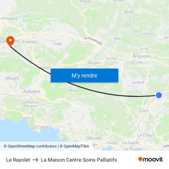 Le Rayolet to La Maison Centre Soins Palliatifs map