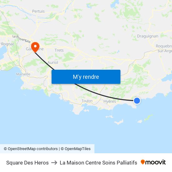 Square Des Heros to La Maison Centre Soins Palliatifs map