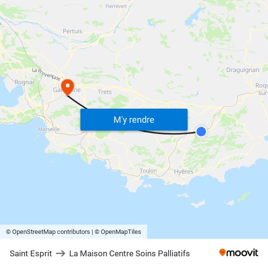Saint Esprit to La Maison Centre Soins Palliatifs map