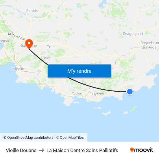 Vieille Douane to La Maison Centre Soins Palliatifs map