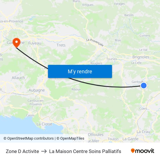Zone D Activite to La Maison Centre Soins Palliatifs map