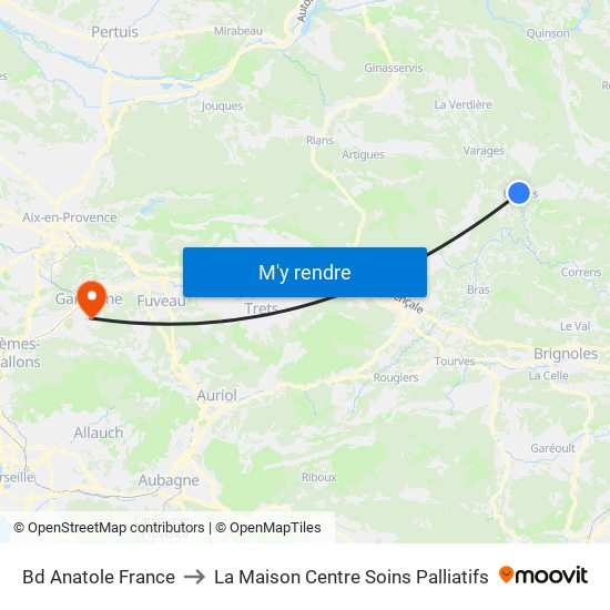 Bd Anatole France to La Maison Centre Soins Palliatifs map
