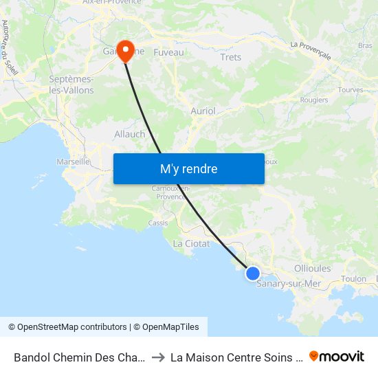 Bandol Chemin Des Chasseurs O to La Maison Centre Soins Palliatifs map