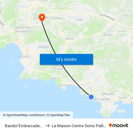 Bandol Embarcadere S to La Maison Centre Soins Palliatifs map