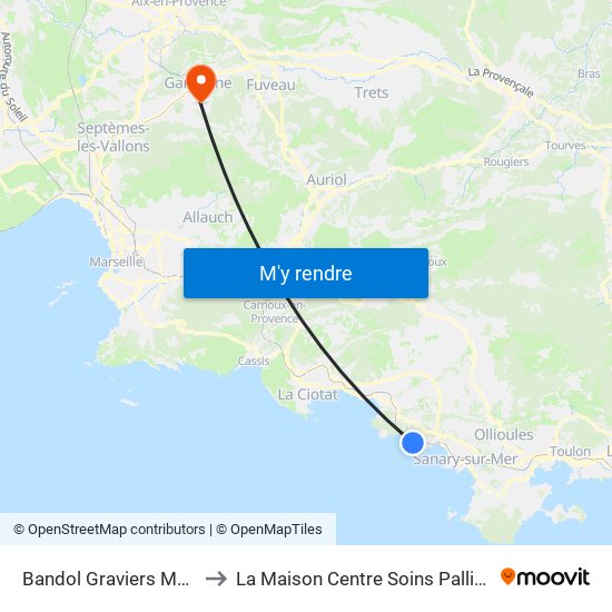 Bandol Graviers Mer O to La Maison Centre Soins Palliatifs map