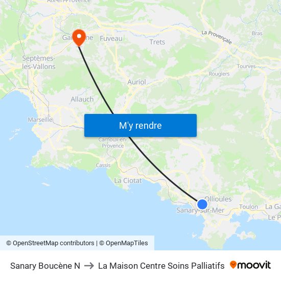 Sanary Boucène N to La Maison Centre Soins Palliatifs map