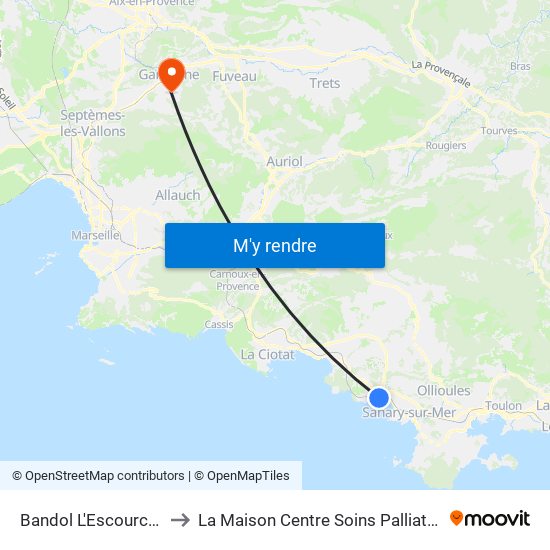 Bandol L'Escourche to La Maison Centre Soins Palliatifs map
