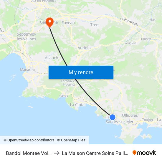 Bandol Montee Voisin to La Maison Centre Soins Palliatifs map