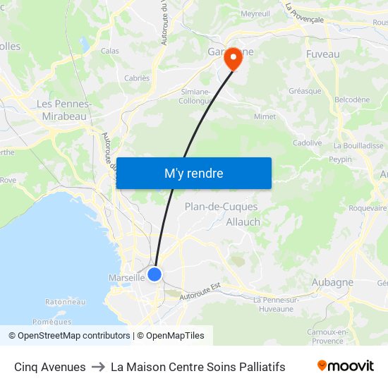 Cinq Avenues to La Maison Centre Soins Palliatifs map