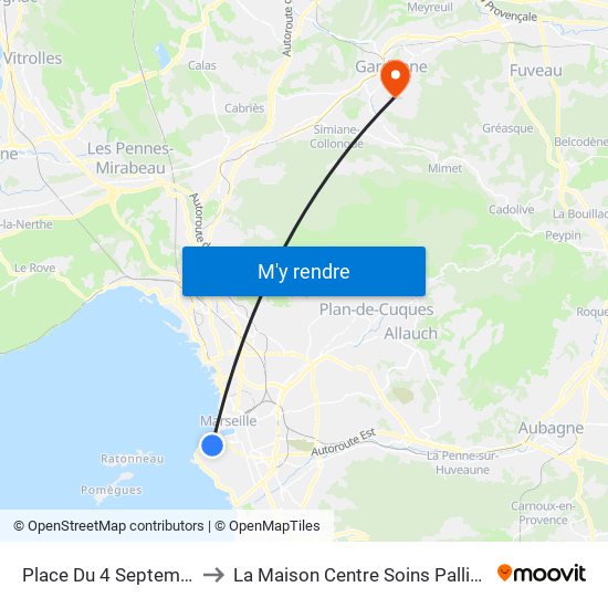 Place Du 4 Septembre to La Maison Centre Soins Palliatifs map
