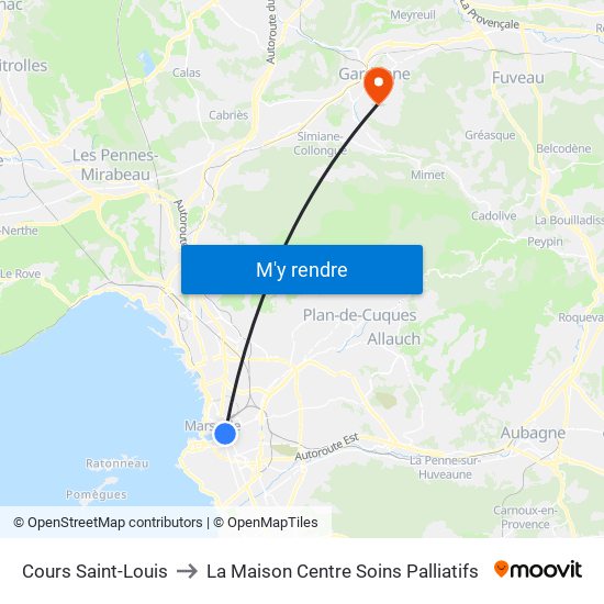 Cours Saint-Louis to La Maison Centre Soins Palliatifs map