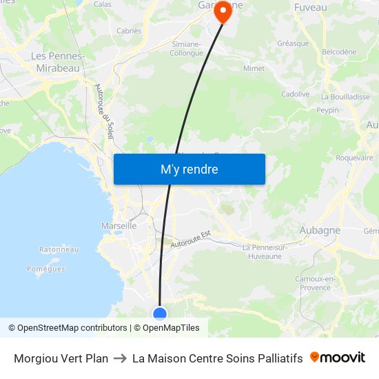 Morgiou Vert Plan to La Maison Centre Soins Palliatifs map