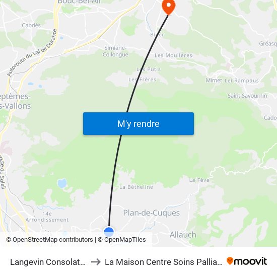 Langevin Consolation to La Maison Centre Soins Palliatifs map