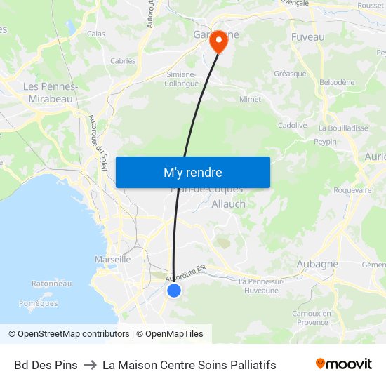 Bd Des Pins to La Maison Centre Soins Palliatifs map