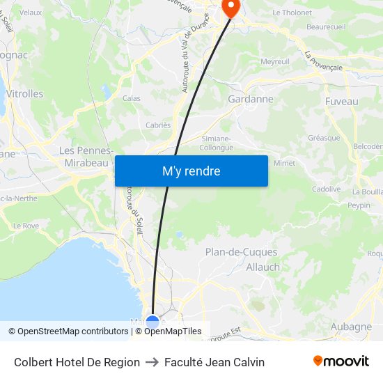 Colbert Hotel De Region to Faculté Jean Calvin map