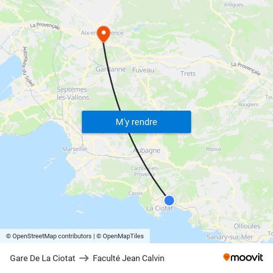 Gare De La Ciotat to Faculté Jean Calvin map
