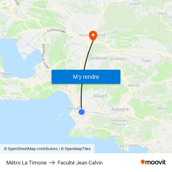 Métro La Timone to Faculté Jean Calvin map