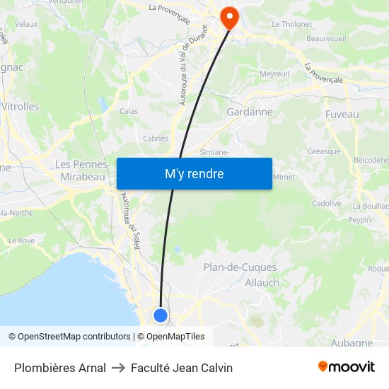Plombières Arnal to Faculté Jean Calvin map