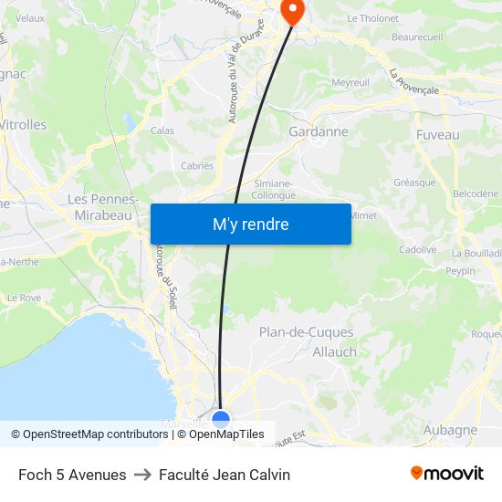 Foch 5 Avenues to Faculté Jean Calvin map