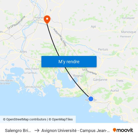 Salengro Briançon to Avignon Université - Campus Jean-Henri Fabre map