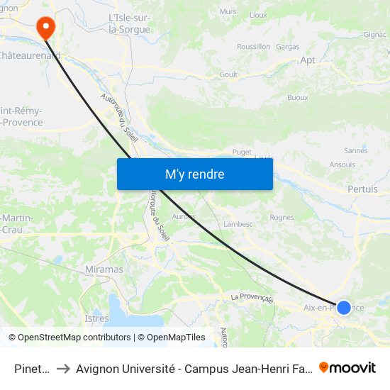 Pinette to Avignon Université - Campus Jean-Henri Fabre map