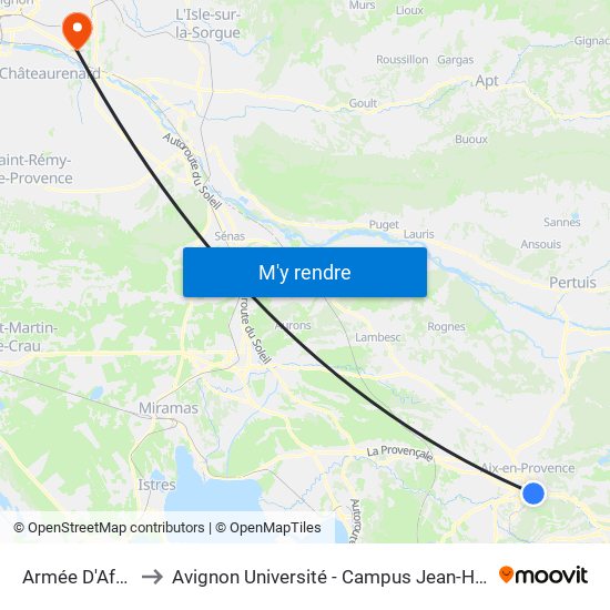 Armée  D'Afrique to Avignon Université - Campus Jean-Henri Fabre map