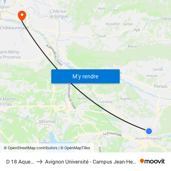 D 18 Aqueduc to Avignon Université - Campus Jean-Henri Fabre map