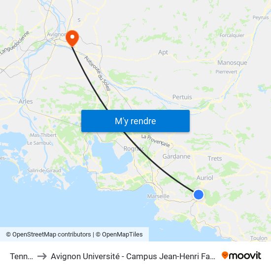 Tennis to Avignon Université - Campus Jean-Henri Fabre map