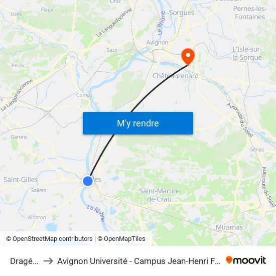Dragées to Avignon Université - Campus Jean-Henri Fabre map