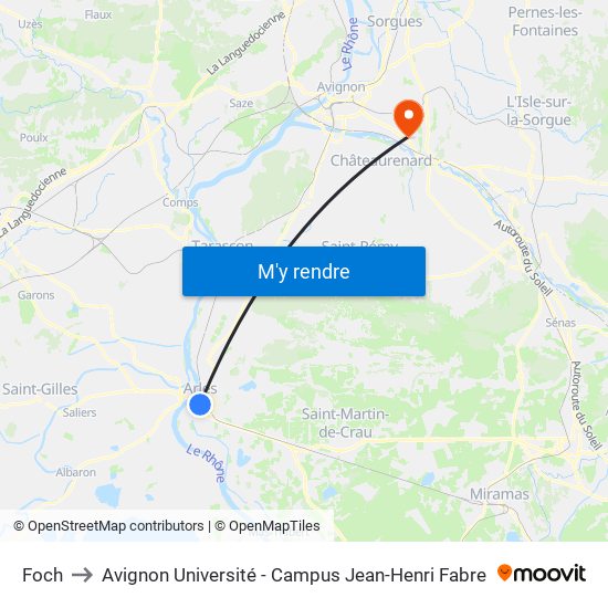 Foch to Avignon Université - Campus Jean-Henri Fabre map