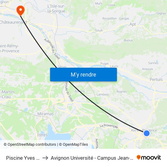 Piscine Yves Blanc to Avignon Université - Campus Jean-Henri Fabre map