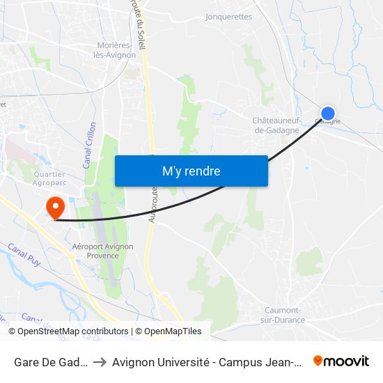 Gare De Gadagne to Avignon Université - Campus Jean-Henri Fabre map