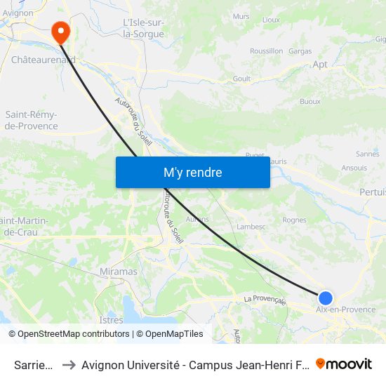 Sarriette to Avignon Université - Campus Jean-Henri Fabre map