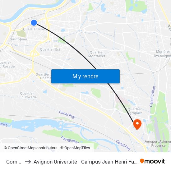 Combe to Avignon Université - Campus Jean-Henri Fabre map