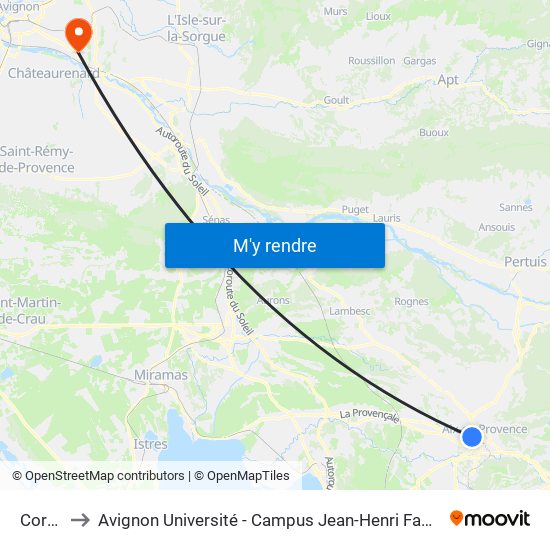 Corsy to Avignon Université - Campus Jean-Henri Fabre map