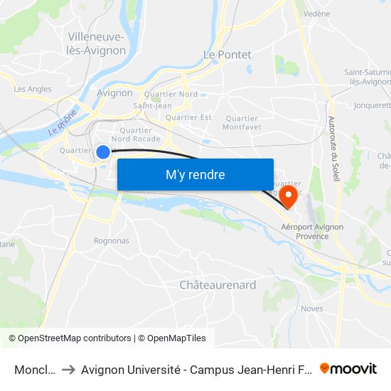 Monclar to Avignon Université - Campus Jean-Henri Fabre map