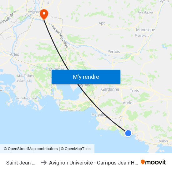 Saint Jean Ecole to Avignon Université - Campus Jean-Henri Fabre map
