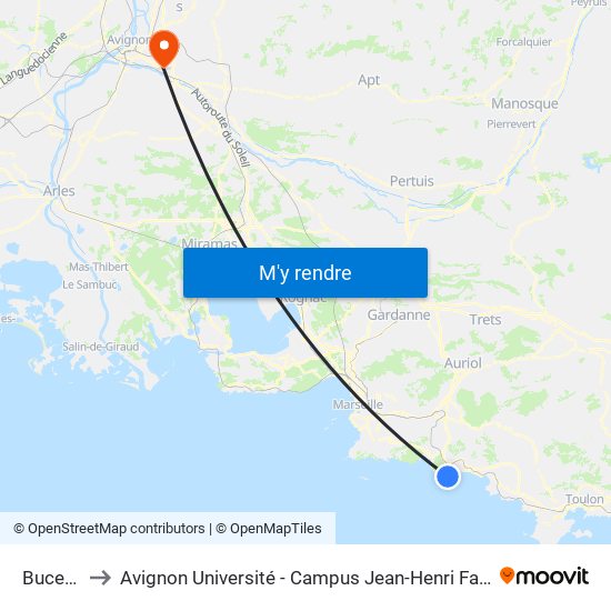 Bucelle to Avignon Université - Campus Jean-Henri Fabre map