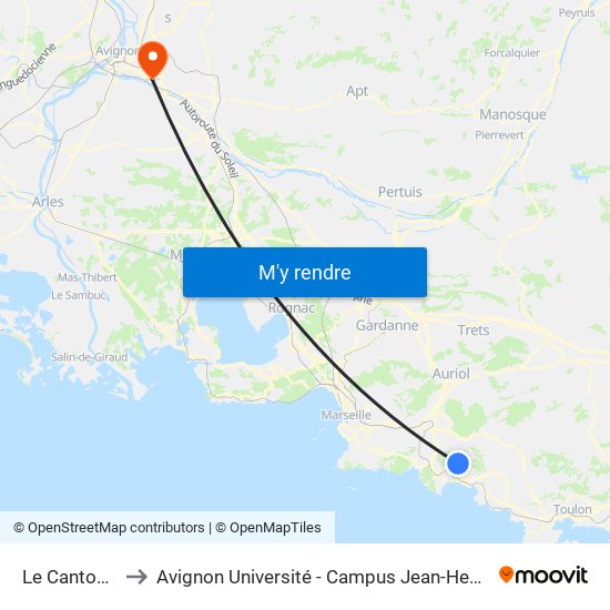 Le Cantounet to Avignon Université - Campus Jean-Henri Fabre map
