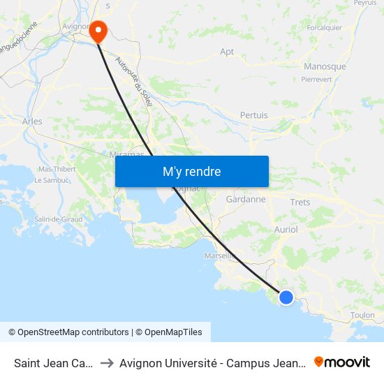 Saint Jean Cabanon to Avignon Université - Campus Jean-Henri Fabre map