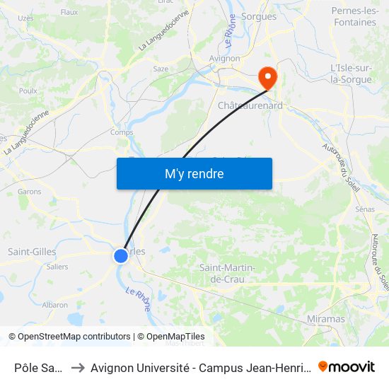 Pôle Santé to Avignon Université - Campus Jean-Henri Fabre map