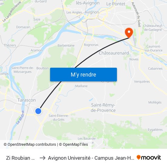 Zi Roubian Sud 2 to Avignon Université - Campus Jean-Henri Fabre map