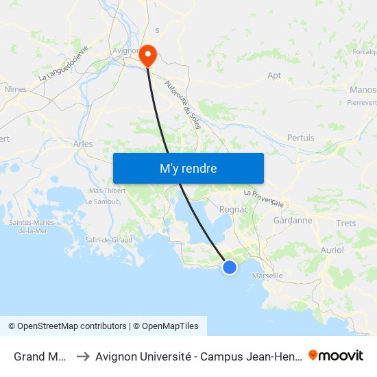 Grand Méjan to Avignon Université - Campus Jean-Henri Fabre map