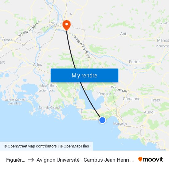 Figuières to Avignon Université - Campus Jean-Henri Fabre map