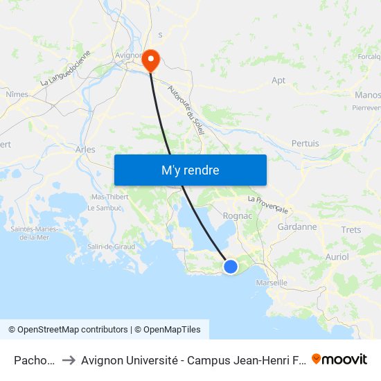 Pachons to Avignon Université - Campus Jean-Henri Fabre map
