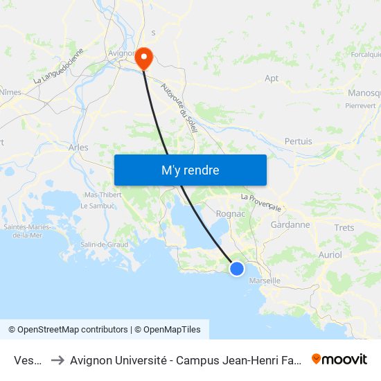 Vesse to Avignon Université - Campus Jean-Henri Fabre map