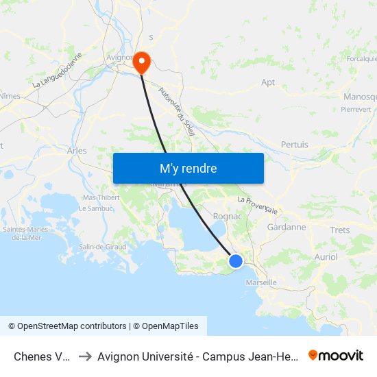 Chenes Verts to Avignon Université - Campus Jean-Henri Fabre map