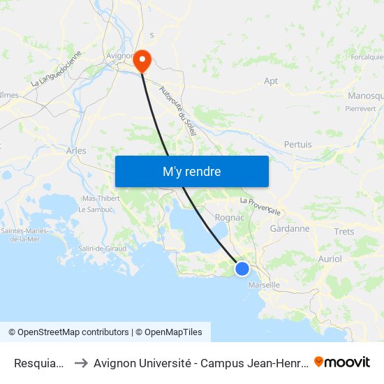 Resquiadou to Avignon Université - Campus Jean-Henri Fabre map