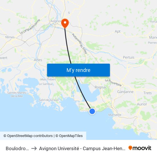 Boulodrome to Avignon Université - Campus Jean-Henri Fabre map