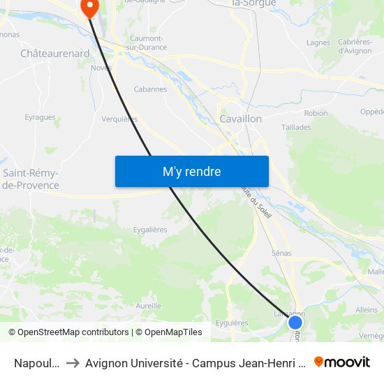 Napoulon to Avignon Université - Campus Jean-Henri Fabre map